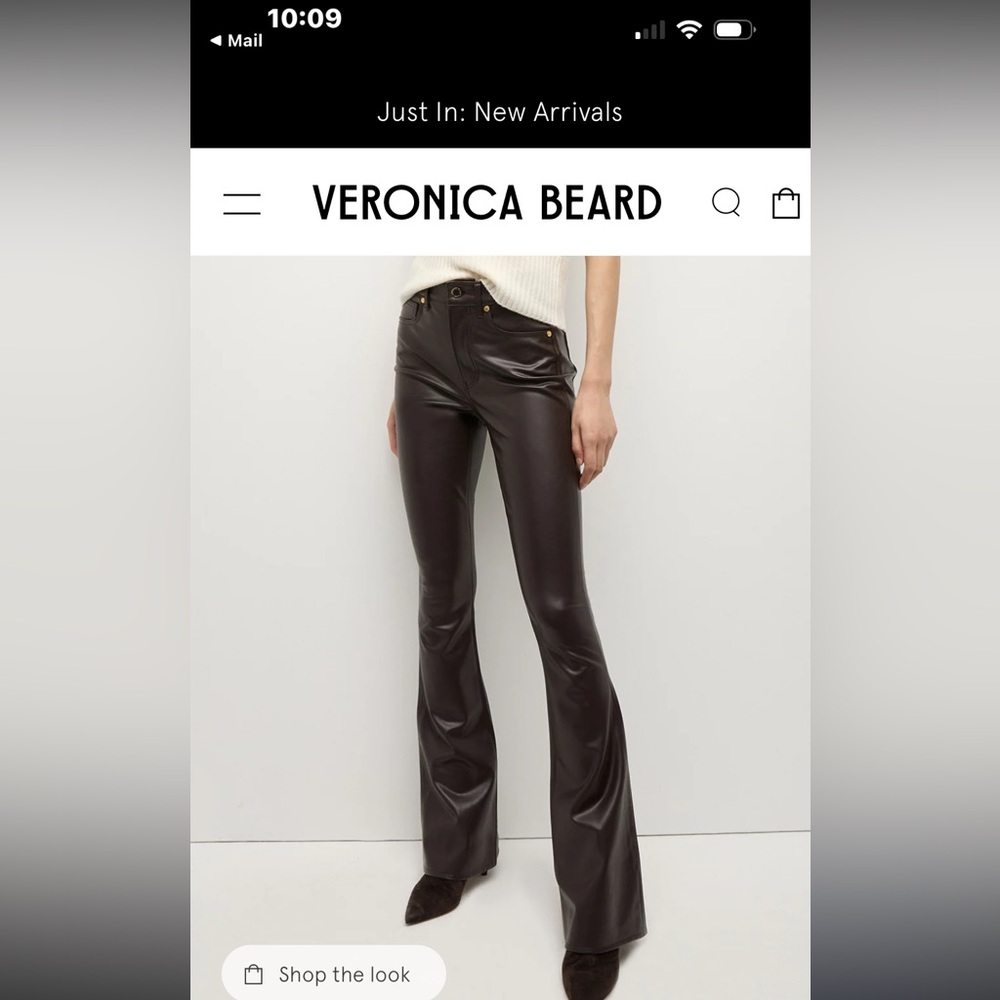 Veronica Beard Dark Brown Faux Leather Flare Pants - Picture 7 of 7